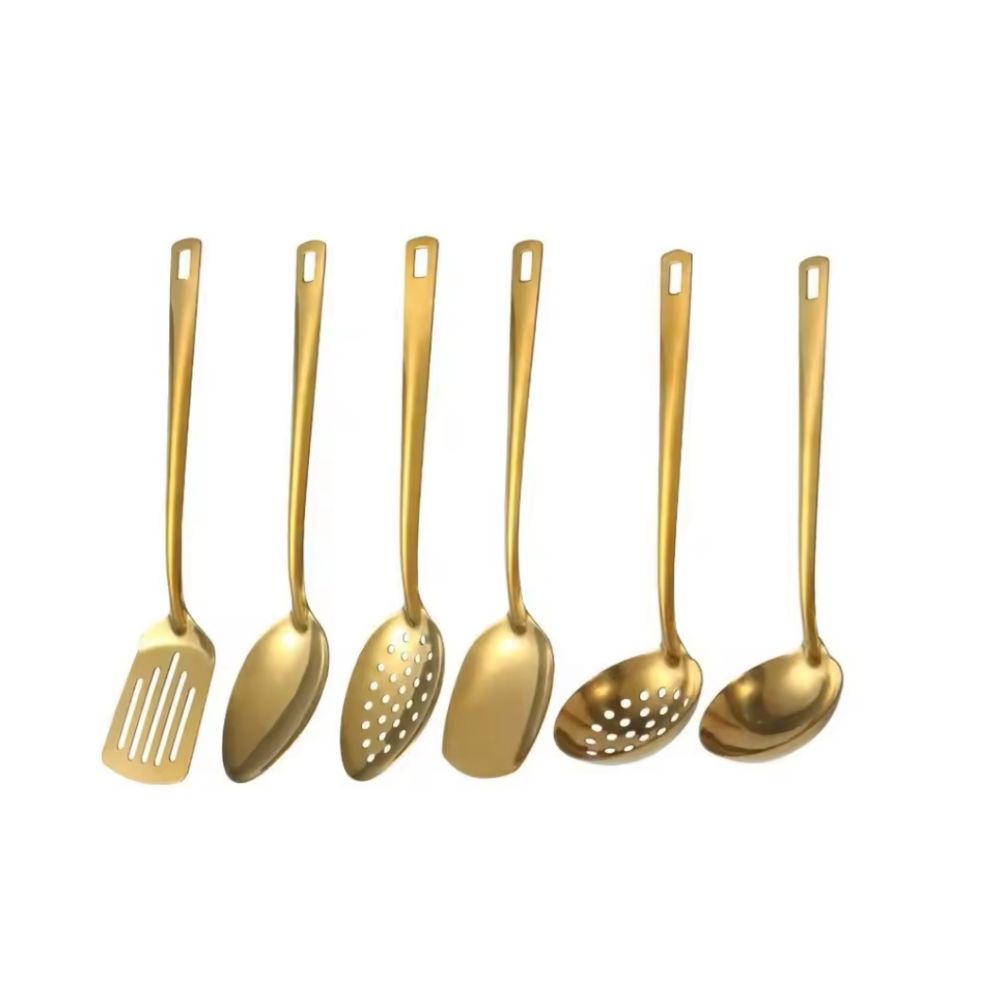 Ensemble de couverts coréens 6 pièces en acier inoxydable – Finition dorée élégante